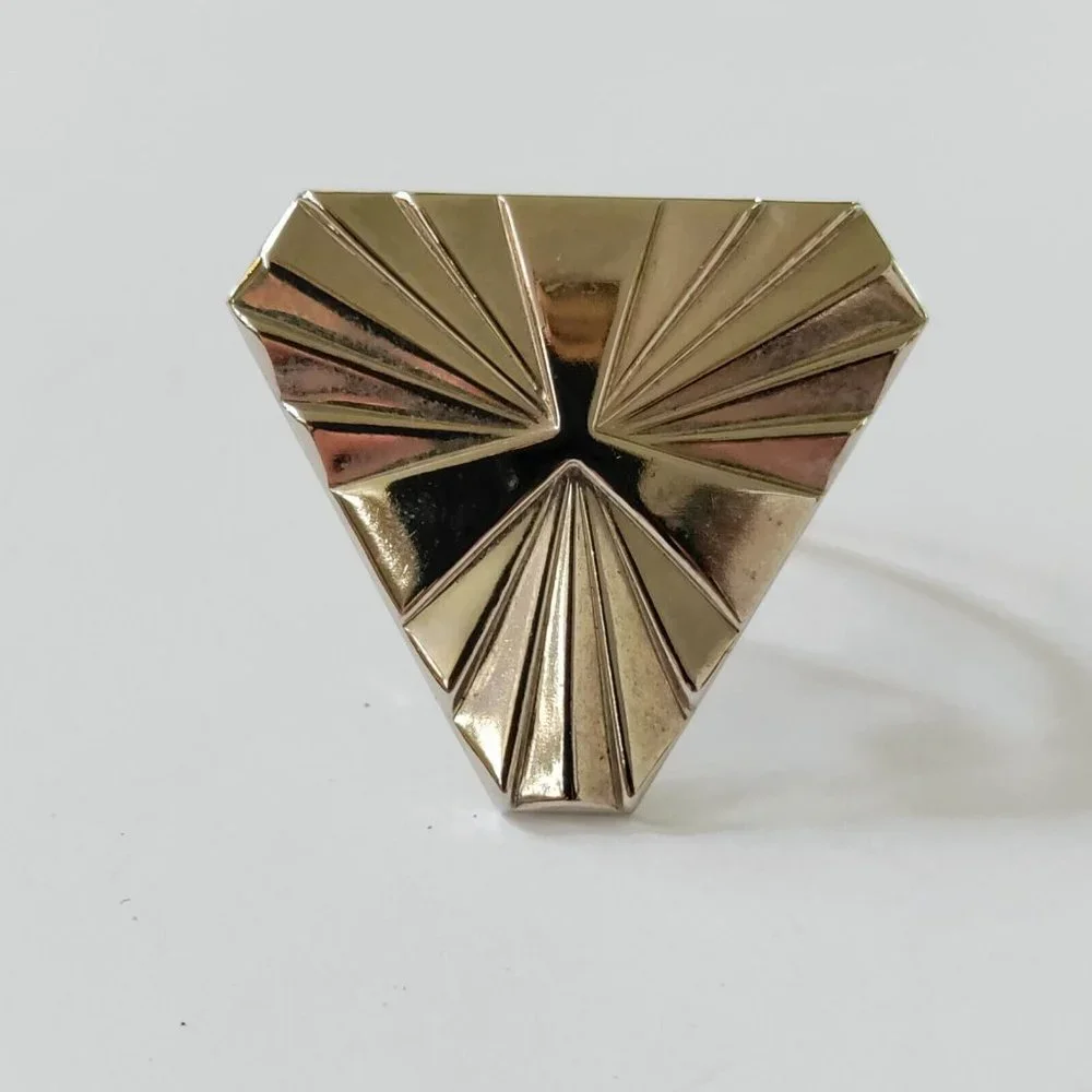 2/$20 Vtg Jeri-lou Silver Tone Triangle Scarf Dress Clip Etched Art Deco MCM